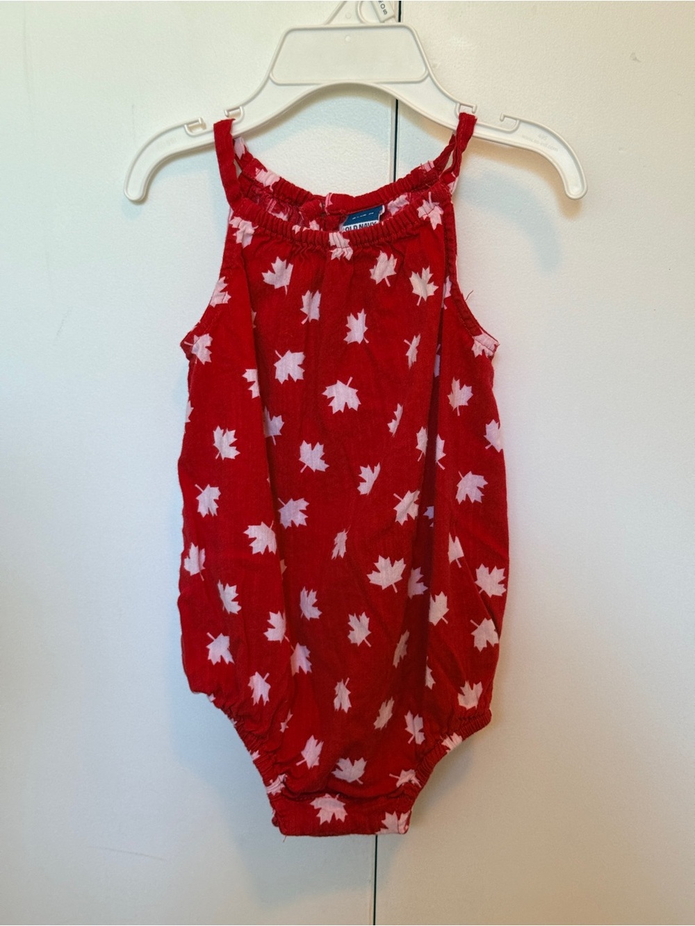 Red Canadian maple Leaf-Print Baby Romper 6-12m